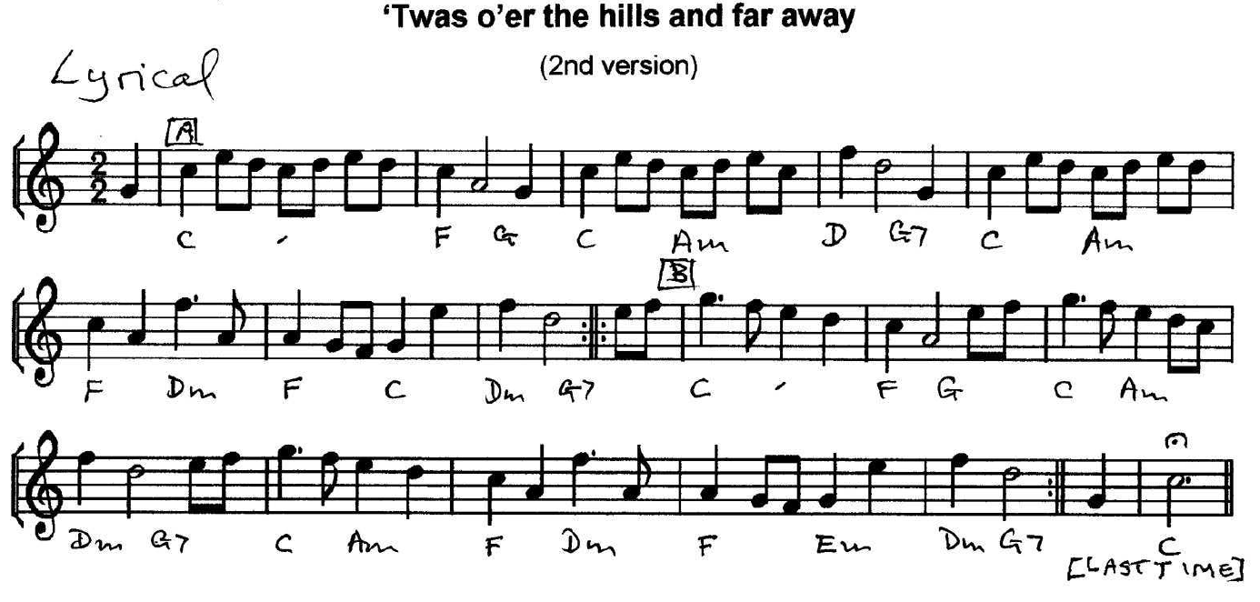 'Twas O'er The Hills And Far Away II (music)