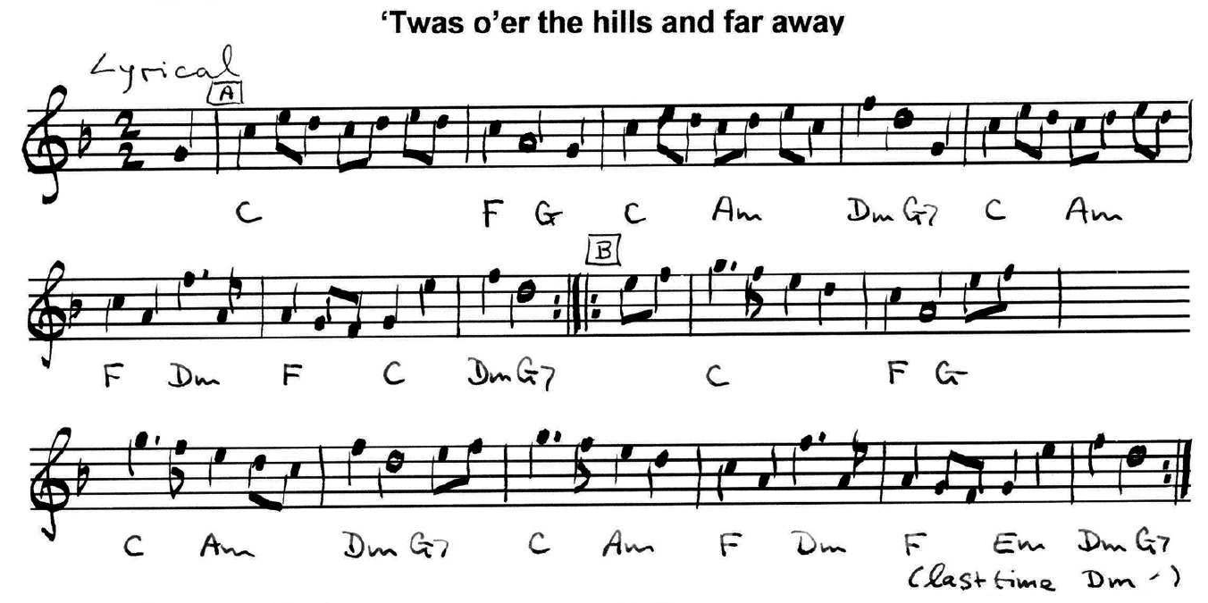 'Twas O'er The Hills And Far Away (music)