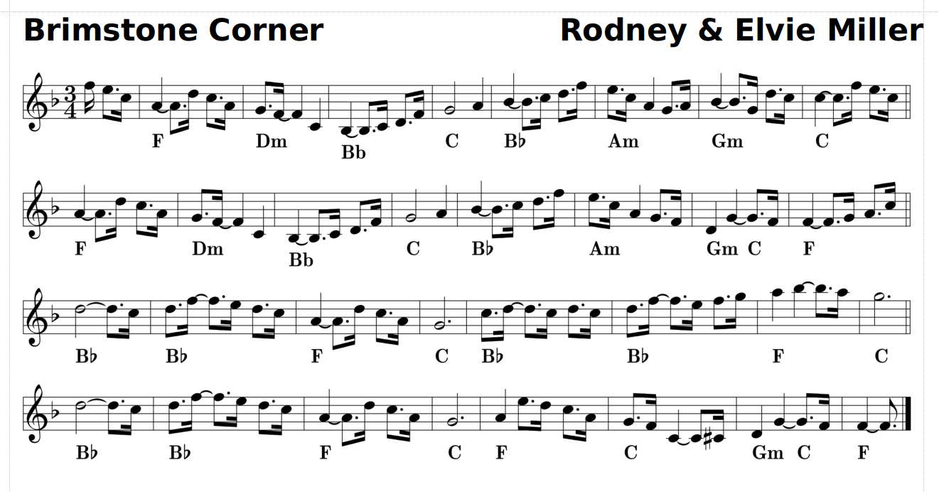 Brimstone Corner tune by Rodney & Elvie Miller